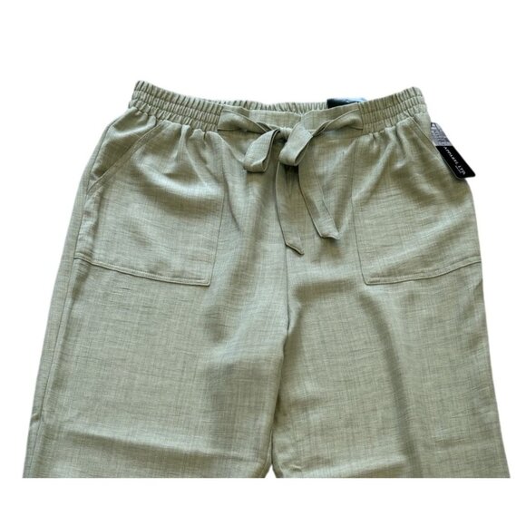 Soho Apparel Womens Wide-Leg Pants M Green Elastic Waist Tie  Flowy Lightweight - Picture 2 of 7